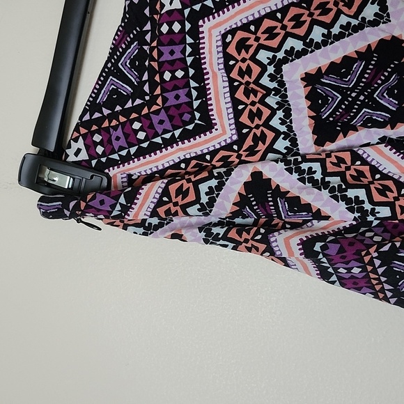 Express multicolor ruched tulip hem midi maxi skirt, fun pattern, women's medium - Picture 7 of 11